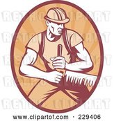 Vector Clip Art of Retro Logger Sawing Logo by Patrimonio