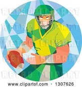 Vector Clip Art of Retro Low Poly American Football Player Passing in a Circle by Patrimonio