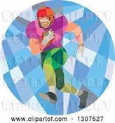 Vector Clip Art of Retro Low Poly American Football Player Running in a Circle by Patrimonio