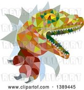 Vector Clip Art of Retro Low Poly Geometric Lizard, Rator or Tyrannosaurus Rex Breaking Through a Wall by Patrimonio