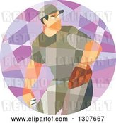 Vector Clip Art of Retro Low Poly Geometric Male Baseball Player Pitching in a Circle by Patrimonio