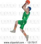 Vector Clip Art of Retro Low Poly Geometric Male Basketball Player Doing a Jump Shot by Patrimonio