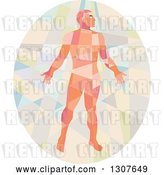 Vector Clip Art of Retro Low Poly Geometric Nude Guy in an Oval by Patrimonio