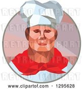 Vector Clip Art of Retro Low Poly Male Chef in a Circle by Patrimonio
