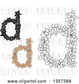 Vector Clip Art of Retro Lowercase Floral Letter D Designs by Vector Tradition SM