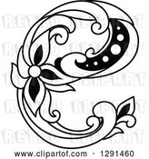 Vector Clip Art of Retro Lowercase Floral Letter E by Vector Tradition SM