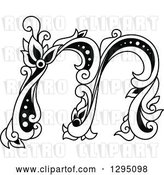 Vector Clip Art of Retro Lowercase Floral Letter M by Vector Tradition SM