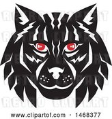 Vector Clip Art of Retro Lynx Cat Face with Red Eyes by Patrimonio