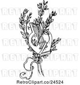 Vector Clip Art of Retro Lyre and Branches by Prawny Vintage