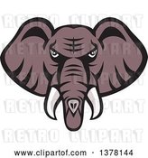 Vector Clip Art of Retro Mad African Elephant Head by Patrimonio