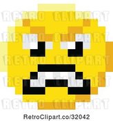 Vector Clip Art of Retro Mad Cartoon 8 Bit Video Game Style Emoji Smiley Face by AtStockIllustration