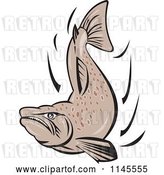 Vector Clip Art of Retro Mad Salmon Fish by Patrimonio