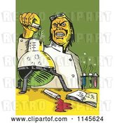Vector Clip Art of Retro Mad Scientist Pouring Chemicals by Patrimonio