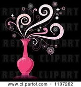 Vector Clip Art of Retro Magic Swirls over a Pink Genie Bottle on Black by Amanda Kate