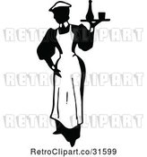 Vector Clip Art of Retro Maid Serving a Drink 1 by Prawny Vintage