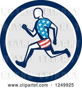 Vector Clip Art of Retro Male American Runner in a Circle by Patrimonio