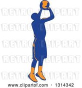 Vector Clip Art of Retro Male Basketball Player Doing a Jump Shot 4 by Patrimonio