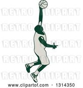 Vector Clip Art of Retro Male Basketball Player Doing a Jump Shot by Patrimonio
