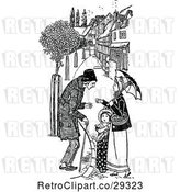 Vector Clip Art of Retro Male Beggar and Lady by Prawny Vintage