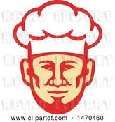 Vector Clip Art of Retro Male Chef Face with a Toque Hat by Patrimonio