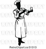 Vector Clip Art of Retro Male Chef Holding a Cup by Prawny Vintage