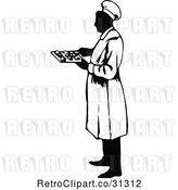 Vector Clip Art of Retro Male Chef Holding a Tray by Prawny Vintage