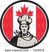 Vector Clip Art of Retro Male Chef in a Canadian Flag Circle by Patrimonio