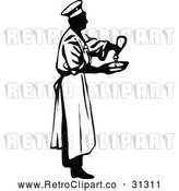Vector Clip Art of Retro Male Chef Seasoning Food by Prawny Vintage