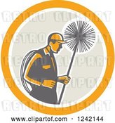 Vector Clip Art of Retro Male Chimney Sweep in a Circle by Patrimonio