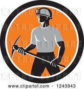Vector Clip Art of Retro Male Coal Miner Worker with a Pickaxe in a Circle by Patrimonio