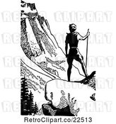 Vector Clip Art of Retro Male Hiker in Mountains by BestVector