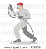 Vector Clip Art of Retro Male Painter Using a Spray Gun in Profile by Patrimonio