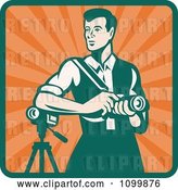 Vector Clip Art of Retro Male Photographer with a Dslr Camera and Video Camera by Patrimonio