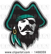 Vector Clip Art of Retro Male Pirate Captain in a Tricorn Hat, with an Eye Patch by Patrimonio