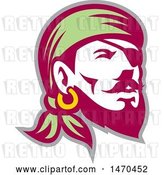 Vector Clip Art of Retro Male Pirate Wearing a Banadana and Eye Patch by Patrimonio