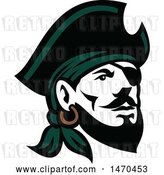 Vector Clip Art of Retro Male Pirate Wearing a Hat and Eye Patch by Patrimonio