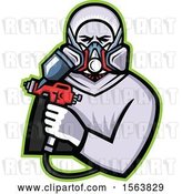 Vector Clip Art of Retro Male Worker Holding a Spray Painting Gun by Patrimonio