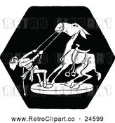 Vector Clip Art of Retro Man and Horse by Prawny Vintage
