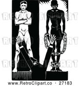 Vector Clip Art of Retro Man Before a Slave and Free Person by Prawny Vintage