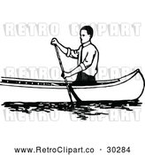 Vector Clip Art of Retro Man Canoeing 1 by Prawny Vintage