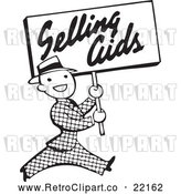 Vector Clip Art of Retro Man Carrying a Selling Aids Sign by BestVector
