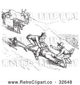 Vector Clip Art of Retro Man Falling off a Donkey in 2 by Picsburg