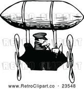 Vector Clip Art of Retro Man Flying an Airship by Prawny Vintage
