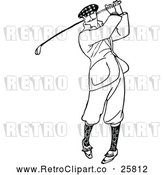 Vector Clip Art of Retro Man Golfing by Prawny Vintage