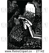 Vector Clip Art of Retro Man Mourning over a Grave by Prawny Vintage