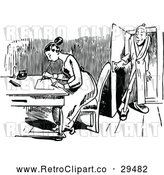 Vector Clip Art of Retro Man Peeking in at a Woman Writing a Letter by Prawny Vintage