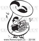 Vector Clip Art of Retro Man Playing a Sousaphone by BestVector