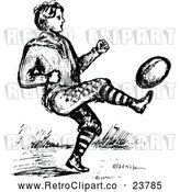 Vector Clip Art of Retro Man Playing Football by Prawny Vintage