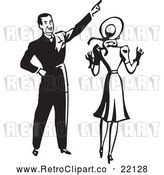 Vector Clip Art of Retro Man Pointing and Showing His Wife Something by BestVector