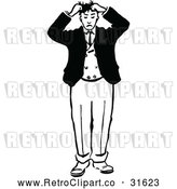 Vector Clip Art of Retro Man Pulling His Hair by Prawny Vintage